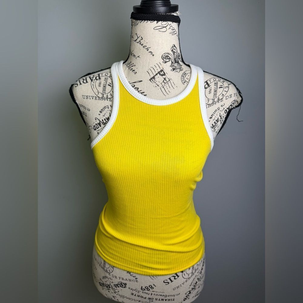 J.Crew Vintage rib high-neck cutaway tank top with contrast trim NWT Size XXS